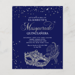 BUDGET Elegant Blue Silver Masquerade Quinceañera