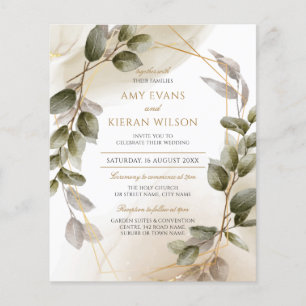 Budget Elegant Blush Green Gold Watercolor Wedding