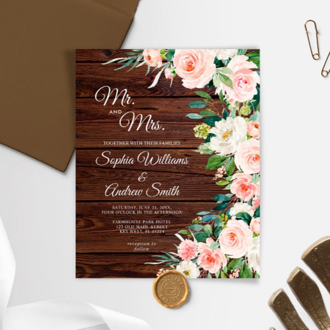 Budget Elegant Blush Pink Floral Wedding invite (Creator Uploaded)