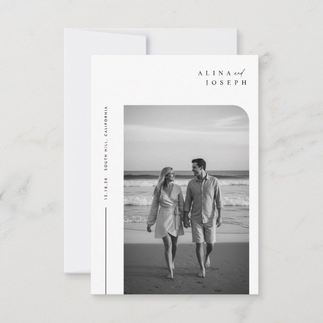 Budget Elegant Boho Photo Wedding Invites (Front)