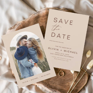 Budget Elegant Boho Save the Date Photo Minimalist