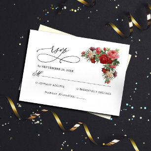 Budget Elegant Bouquet Wedding RSVP Card
