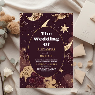 Budget Elegant Burgundy Gold Celestial Wedding