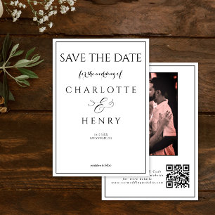 Budget Elegant Calligraphy Photo QR Code Save The Date