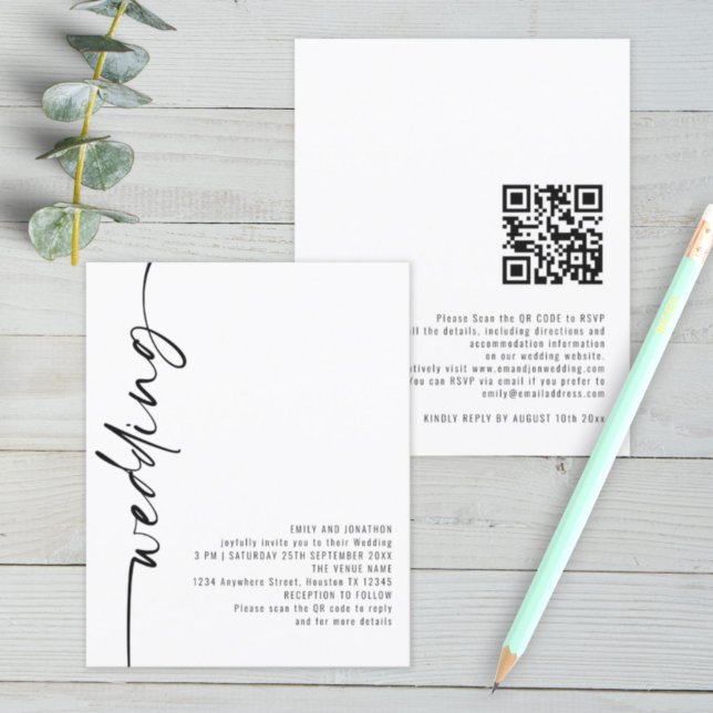 BUDGET Elegant Calligraphy QR Code Wedding Invite (Creator Uploaded)