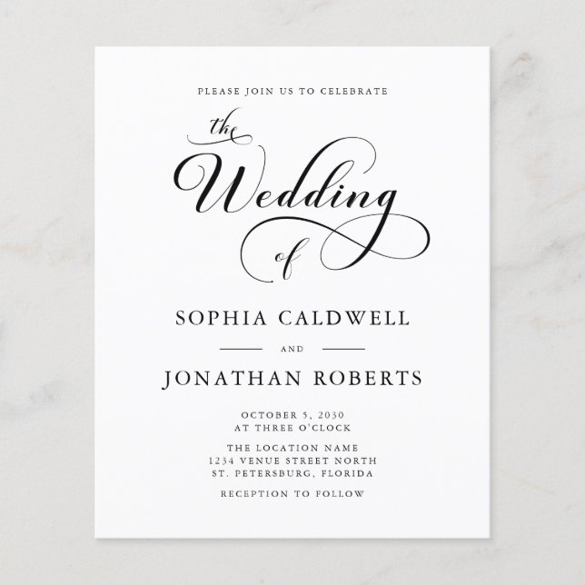 Budget Elegant Calligraphy QR Code Wedding Invites (Front)