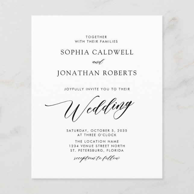Budget Elegant Calligraphy Wedding Invitation (Front)