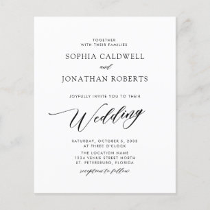 Budget Elegant Calligraphy Wedding Invitation