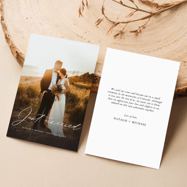 Budget Elegant calligraphy Wedding Photo Elopement Announcement (Creator Uploaded)