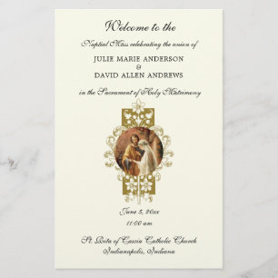 Budget Elegant Catholic Wedding Program Stationery