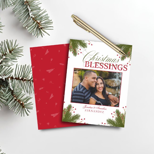 Budget Elegant Christian Christmas Blessings Photo (Budget Elegant Christian Christmas Blessings Photo Card)