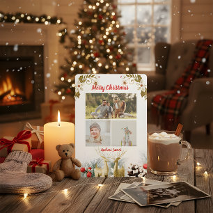 Budget Elegant Christmas 3 Photo Holiday Card 2025