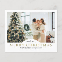 BUDGET Elegant Classic Gold Merry Christmas Photo