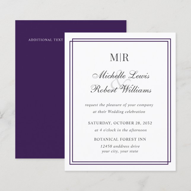BUDGET Elegant Double Border Monogram Wedding (Front/Back)