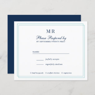 BUDGET Elegant Double Border Monogram Wedding RSVP