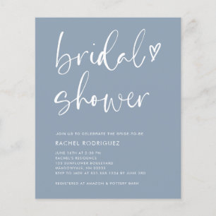 Budget Elegant Dusty Blue Bridal Shower Invitation Flyer