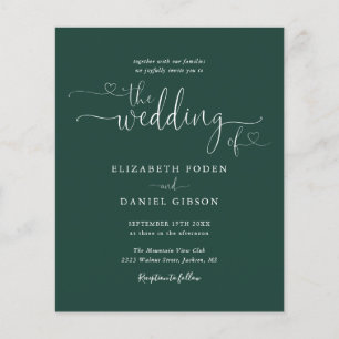 Budget Elegant Emerald Script Wedding Invitation