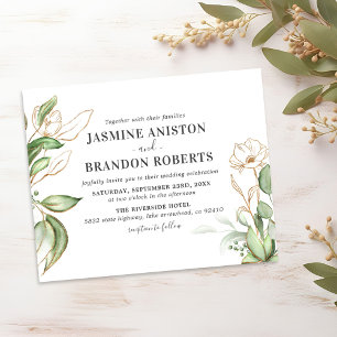 Budget Elegant Eucalyptus Gold Wedding Invitation