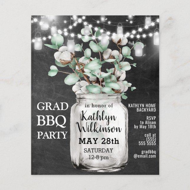 BUDGET Elegant Eucalyptus Graduation Invitation (Front)