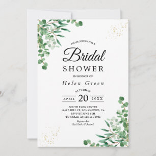Budget Elegant Eucalyptus Leaves Bridal Shower Invitation