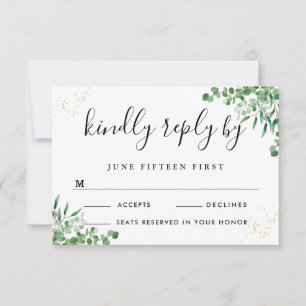 Budget Elegant Eucalyptus Leaves Greenery Wedding RSVP Card
