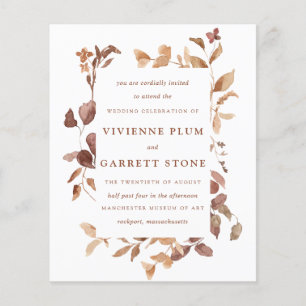 BUDGET Elegant Fall Leaves Wedding Invitation