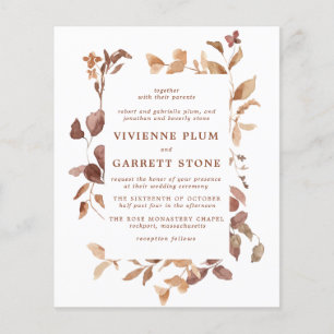 BUDGET Elegant Fall Leaves Wedding Invitation