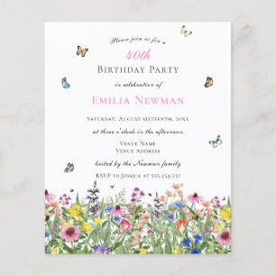 Budget Elegant Floral 40th Birthday Party