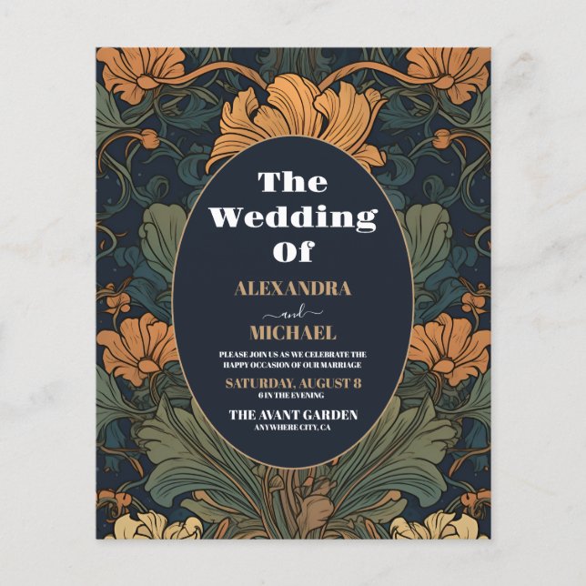 Budget Elegant Floral Art Nouveau Wedding (Front)