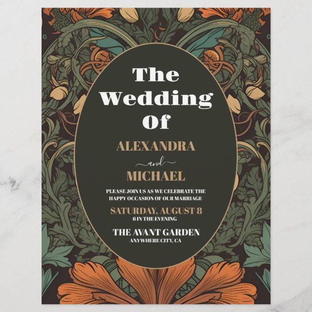 Budget Elegant Floral Art Nouveau Wedding Flyer (Front)