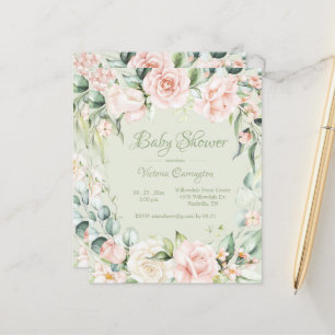 Budget Elegant Floral Baby Shower Invitation