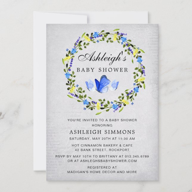 Budget Elegant Floral Baby Shower Invitation (Front)