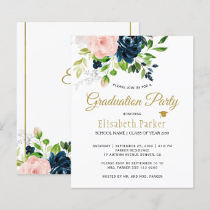 Budget elegant floral graduation party Invitation