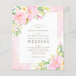 Budget Elegant Floral Monogram Wedding Invitation
