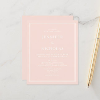 Budget Elegant Formal Blush Pink Wedding Invite
