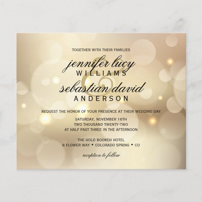 BUDGET Elegant Gold Bokeh Light Chic Wedding (Front)