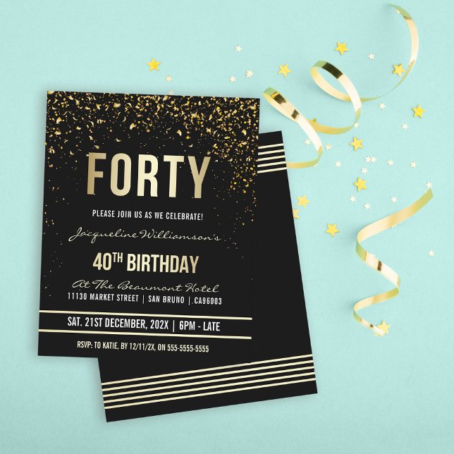Budget Elegant Gold Confetti 40th Birthday Party (Creator Uploaded)
