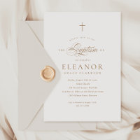 Budget Elegant Gold Cross Calligraphy Baptism