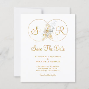 BUDGET Elegant Gold Monogram Wedding Save The Date