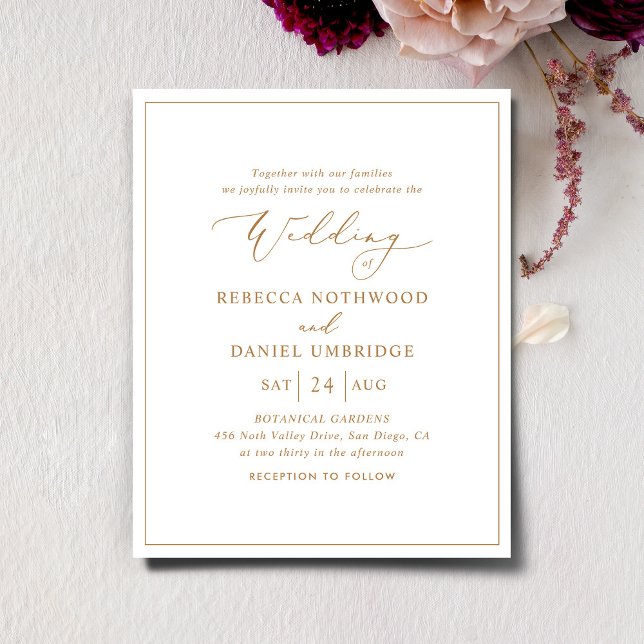 Budget Elegant Gold Script Wedding Invitation (Creator Uploaded)