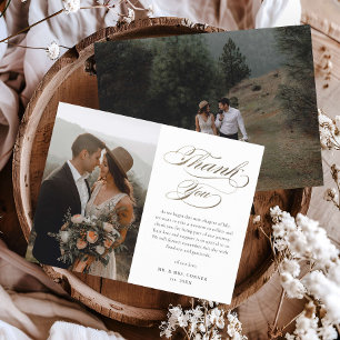 Budget Elegant Gold Script Wedding Thank You Card