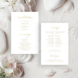 Budget elegant gold typography wedding program<br><div class="desc">Modern simple minimalist faux gold script trendy clean white ceremony and party BUDGET affordable wedding program template featuring chic trendy calligraphy.              Easy to personalise with your custom text on both sides!</div>