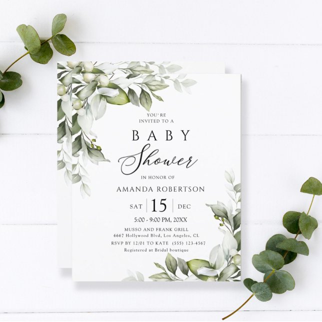 Budget Elegant Greenery Baby Shower Flyer (Creator Uploaded)