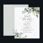 Budget Elegant Greenery Wedding Save the Date<br><div class="desc">This elegant and customisable Save the Date card features mixed watercolor greenery leaves paired with a classy serif & delicate sans font in black,  with a monogram on the back. Matching items available.</div>