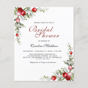 Budget Elegant Greenery Winter Bridal Shower Flyer