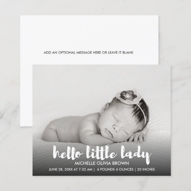Budget Elegant Hello little Lady Photo  (Front/Back)