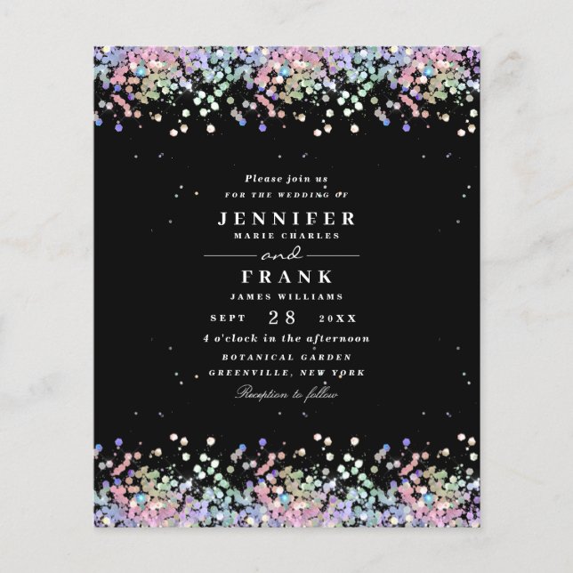 Budget Elegant Holographic Glitter Black Wedding (Front)