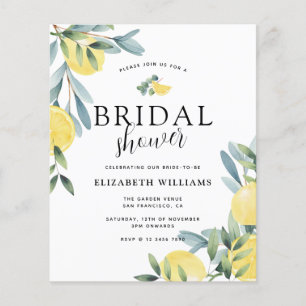 Budget Elegant Lemon Bridal Shower Invitation Flyer