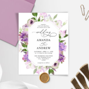 Budget Elegant Lilac Flowers Wedding Invitation
