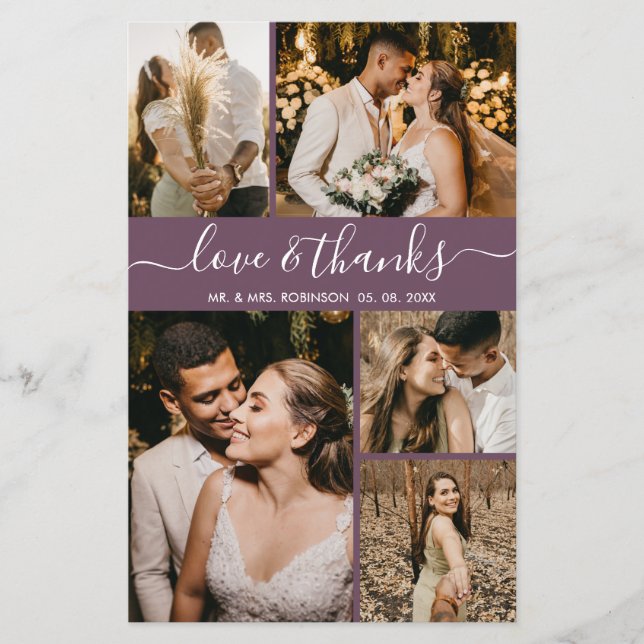 Budget Elegant Mauve Photo Wedding Thank You Flyer (Front)